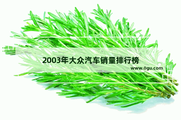 2003年大众汽车销量排行榜