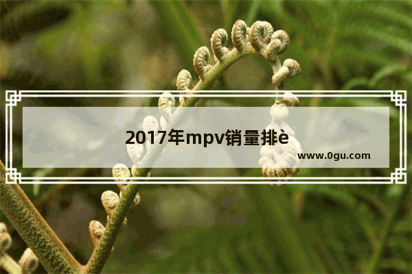 2017年mpv销量排行榜